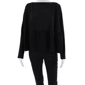 Antonio Berardi Womens Long Sleeve Boat Neck Oversized Top Black Size IT 40